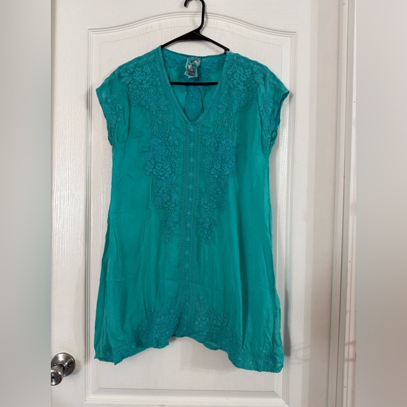 Johnny Was Women’s Teal Embroidered Tunic Blouse Sz S.  9117 - Picture 1 of 4